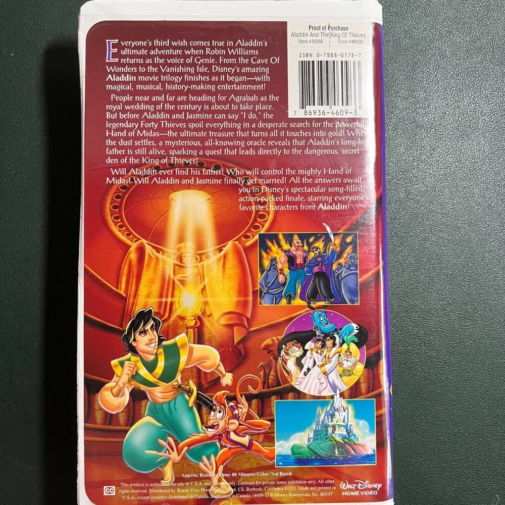Disney VHS – Aladdin and the King of Thieves (1996) – #4609-1 – Vintage Sequel